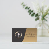 Wijnvlek en glas | Classic Gold Black Visitekaartje (Staand voorkant)