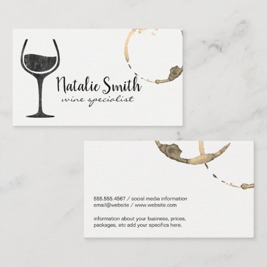 Wijnvlek en glas visitekaartje (Voorkant / Achterkant)