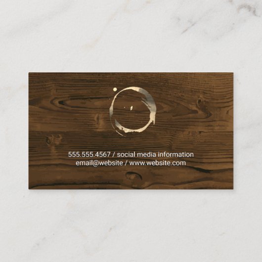 Wijnvlek Goud | Houten Achtergrond Visitekaartje (Achterkant)