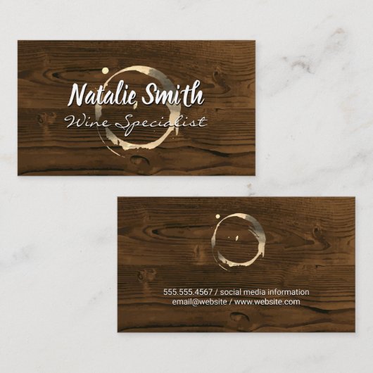 Wijnvlek Goud | Houten Achtergrond Visitekaartje (Voorkant / Achterkant)