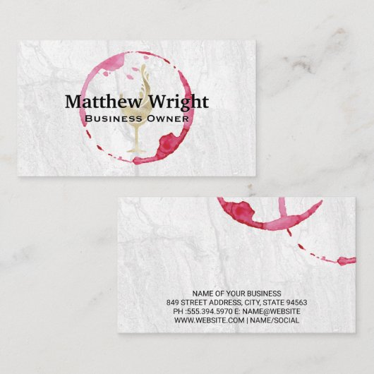 Wijnvlek | Gouden Wijn Glas Logo Visitekaartje (Voorkant / Achterkant)