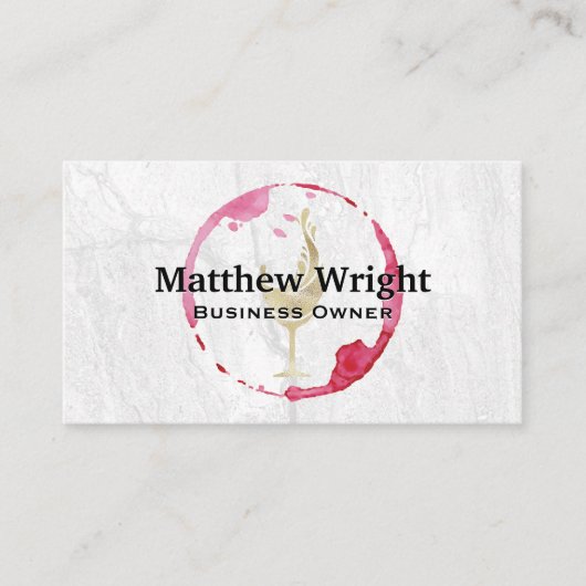 Wijnvlek | Gouden Wijn Glas Logo Visitekaartje (Voorkant)