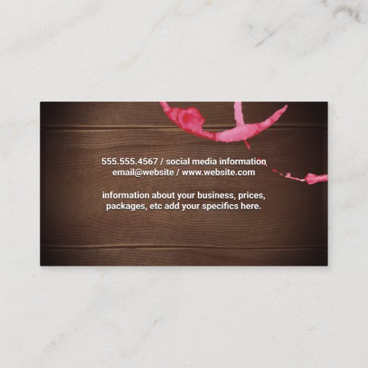 wijnvlek | Houtkorrelachtergrond Visitekaartje (Achterkant)