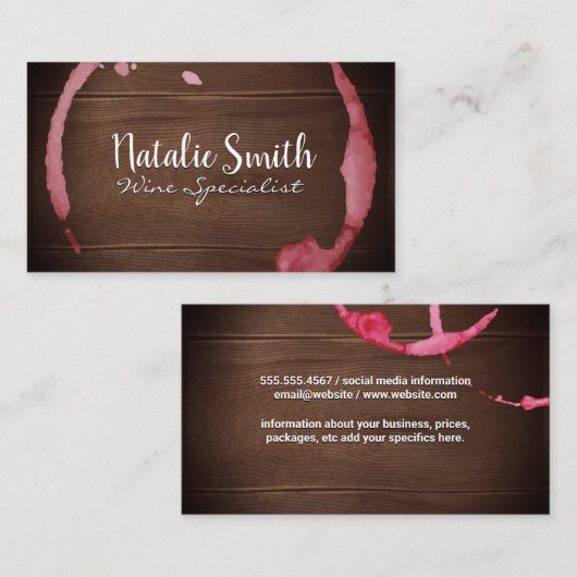 wijnvlek | Houtkorrelachtergrond Visitekaartje (Voorkant / Achterkant)