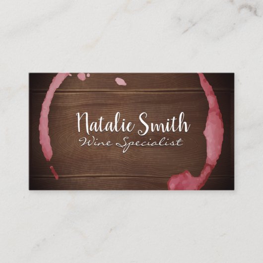 Wijnvlek | Houtnerf achtergrond Visitekaartje (Voorkant)