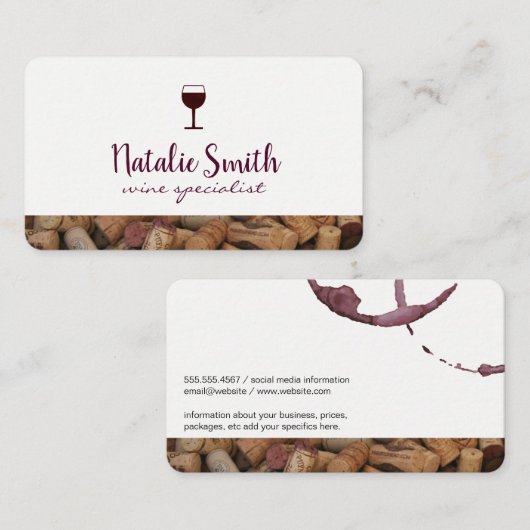 Wijnvlek | Kurk trim | Wijn Expert Visitekaartje (Voorkant / Achterkant)