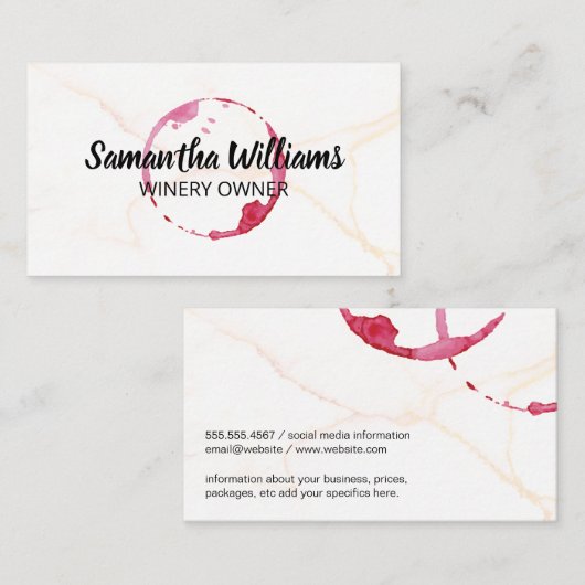 wijnvlek | Marmeren achtergrond Visitekaartje (Voorkant / Achterkant)
