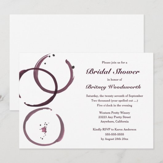 Wijnvlek Vineyard Bruids Douche Uitnodigingen (Voorkant / Achterkant)