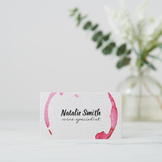 Wijnvlek Water Kleur Papier Print Visitekaartje (Staand voorkant)