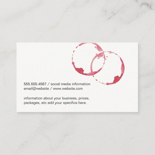 Wijnvlek | Waterverf | Proost Visitekaartje (Achterkant)