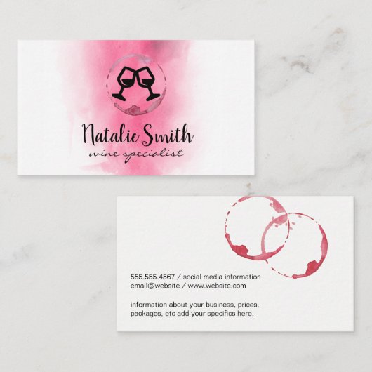 Wijnvlek | Waterverf | Proost Visitekaartje (Voorkant / Achterkant)