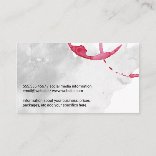 wijnvlek | Waterverf Visitekaartje (Achterkant)