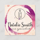 Wijnvlek (wijnfles) vierkante visitekaartje (Voorkant)