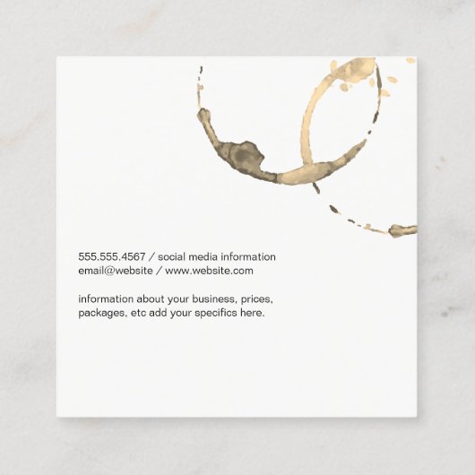 Wijnvlek (wijnfles) vierkante visitekaartje (Achterkant)