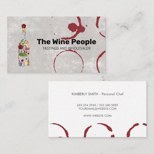 wijnvlek | wijnfles visitekaartje (Voorkant / Achterkant)