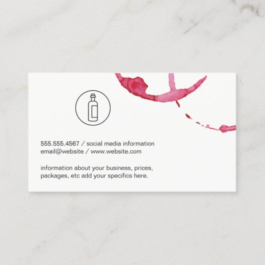 Wijnvlek (wijnfles) Wijngaard Logo Visitekaartje (Achterkant)