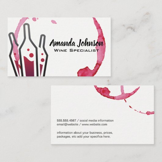 wijnvlek | Wijnflessen Visitekaartje (Voorkant / Achterkant)