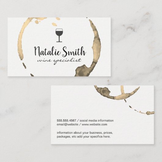 Wijnvlek (wijnglas) / Goud Visitekaartje (Voorkant / Achterkant)