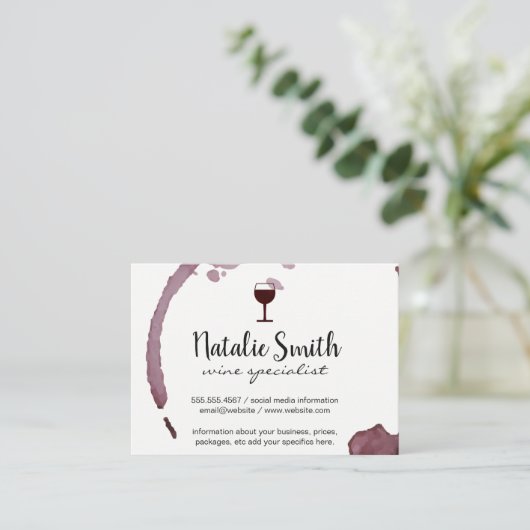 Wijnvlek (wijnglas) / Variatie Visitekaartje (Staand voorkant)