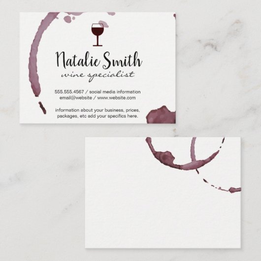Wijnvlek (wijnglas) / Variatie Visitekaartje (Voorkant / Achterkant)