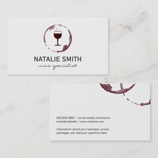 Wijnvlek (wijnglas) visitekaartje (Voorkant / Achterkant)