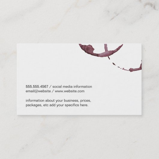 Wijnvlek (wijnglas) visitekaartje (Achterkant)