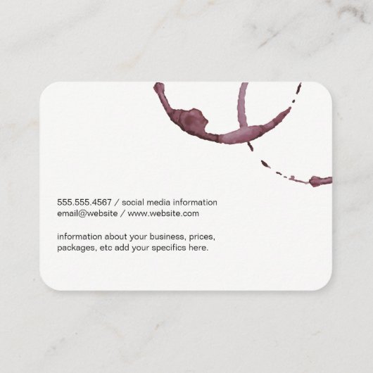 Wijnvlek (wijnglas) visitekaartje (Achterkant)