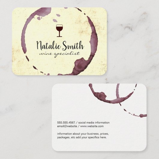 Wijnvlek (wijnglas) visitekaartje (Voorkant / Achterkant)