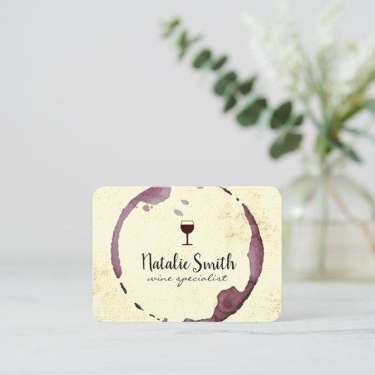 Wijnvlek (wijnglas) visitekaartje (Staand voorkant)