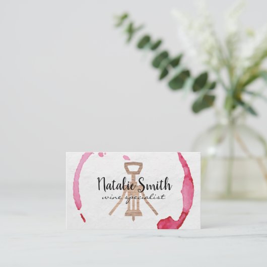 Wijnvlek (zwart / wit) | Kurk Wijnopener Visitekaartje (Staand voorkant)