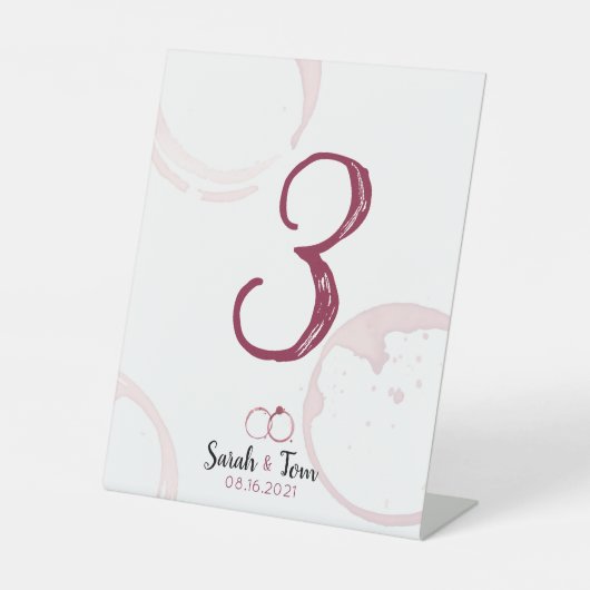 Wijnvlekken Bruiloft Tafelblad Tekens Reclamebord Met Voetstuk (Voorkant)