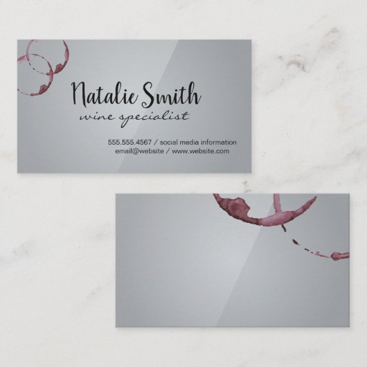 Wijnvlekken | Gray Gloss Visitekaartje (Voorkant / Achterkant)