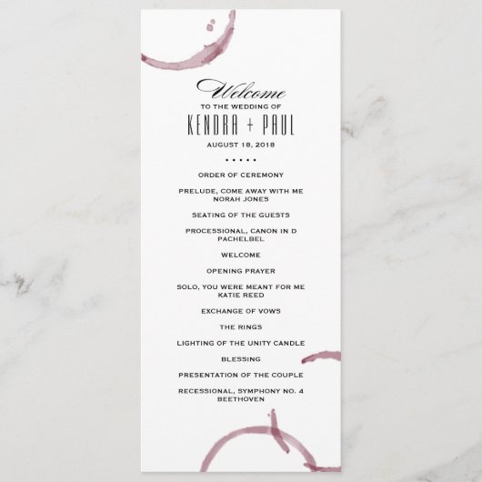 Wijnvlekken wijngaard ceremonie programma programmakaart (Voorkant)