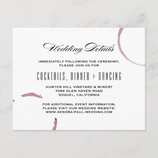 Wijnvlekken Wijnmakerij Wijngaard Informatie Kaart (Voorkant)