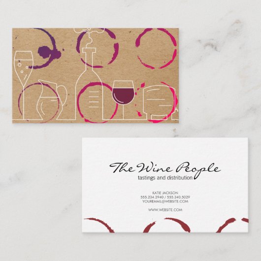 wijnvlekken | Wine Line Art Visitekaartje (Voorkant / Achterkant)