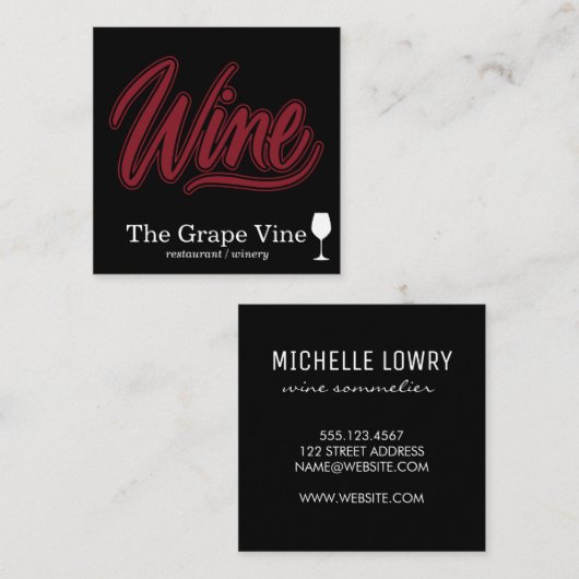 Wijnvont en wijnglas vierkante visitekaartje (Voorkant / Achterkant)