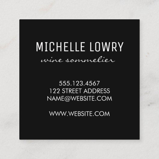 Wijnvont en wijnglas vierkante visitekaartje (Achterkant)