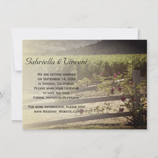 Wijnwerij en Roos hek bruiloft Opslaan Datum Kaart (Voorkant)