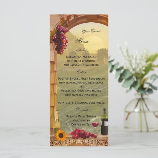 Wijnwerper of Wine Thleed Menu Kaart (Staand voorkant)