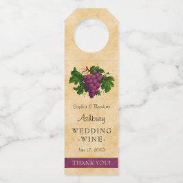 Wijnwijn Elegant Vintage Grapes | Dank u wel Flessenhanger