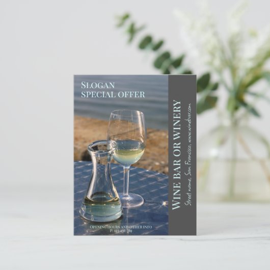 Wijnwinkel, bar of wijnmakerij promotiekaart briefkaart (Staand voorkant)
