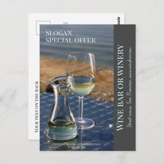 Wijnwinkel, bar of wijnmakerij promotiekaart briefkaart (Voorkant / Achterkant)