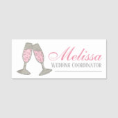 Wijnwinkel met roze champagne Toast Wedding Planne Naamplaatje (Voorkant)