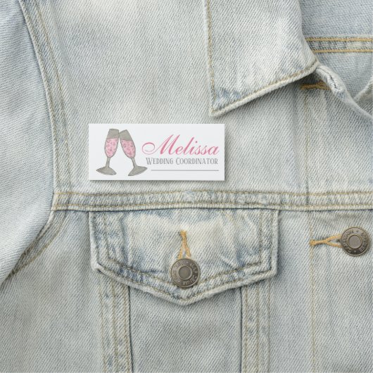 Wijnwinkel met roze champagne Toast Wedding Planne Naamplaatje (In situ)