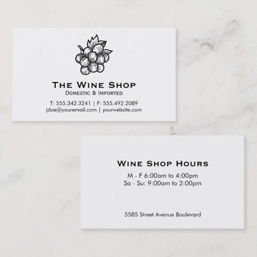 Wijnwinkel Visitekaartje (Voorkant / Achterkant)