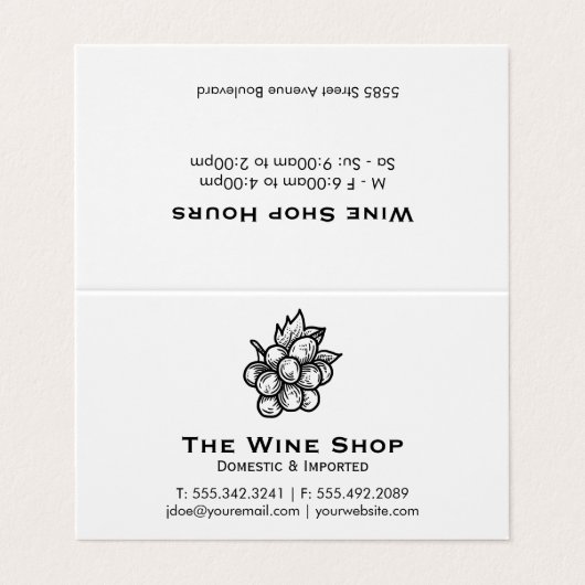 Wijnwinkel Visitekaartje (Buitenkant ongevouwen)