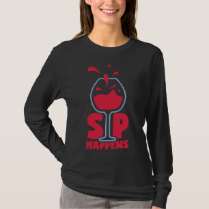 Wijnwoordspeling gebeurt glas rode wijn wijnbereid t-shirt