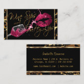 Wijnzegels en  lips - donkerroze visitekaartje (Voorkant / Achterkant)