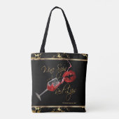 Wijnzegels en rode lips - marmer tote bag (Achterkant)