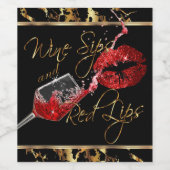 Wijnzegels en rode lips - marmer wijn etiket (Enkel label)